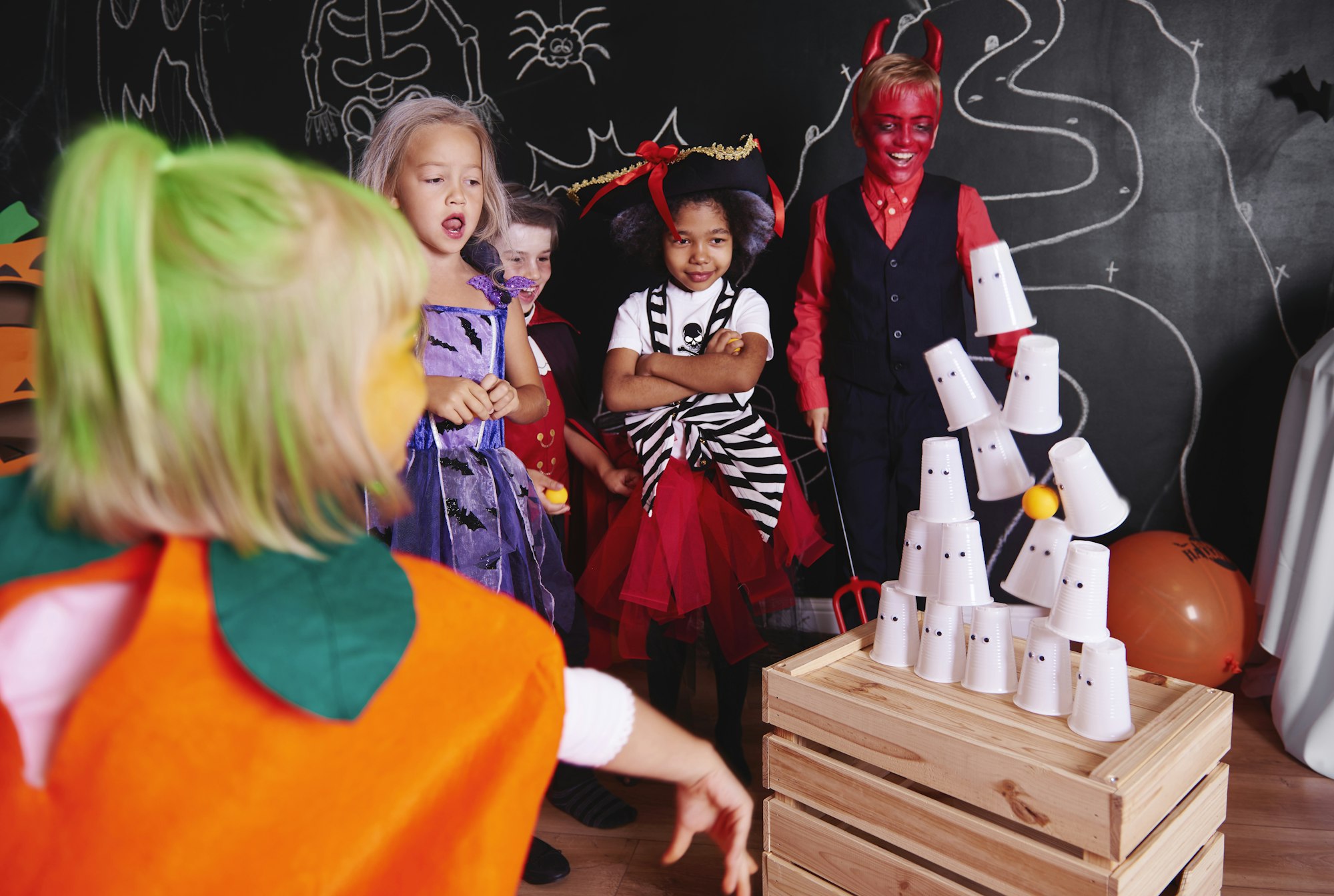 Kids taking part in halloween party